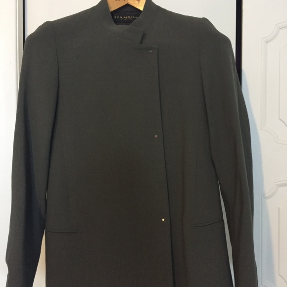 Donna Karan black label, olive lined wool suit jacket/coat, EUC, sz. 46/8-10. - Picture 1 of 6